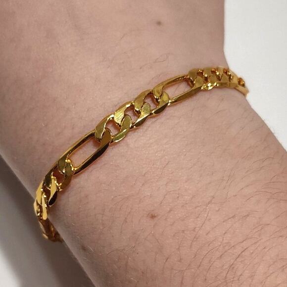 18k Gold Plated Figaro Chain Necklace Bracelet Set Christmas Birthday Gift New!! - Picture 6 of 7